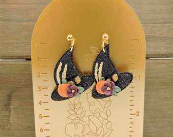 Harvest Witch Hat polymer clay earrings