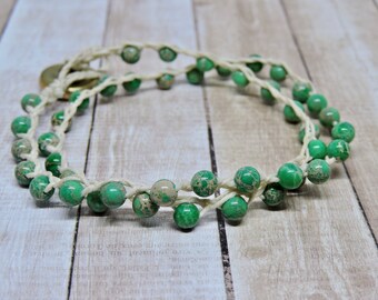 Green Braided Wrap Bracelet