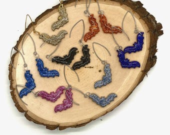 Glitter Bat Earrings | Halloween | lightweight