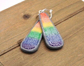 Rainbow glitter lightweight polymer clay earrings