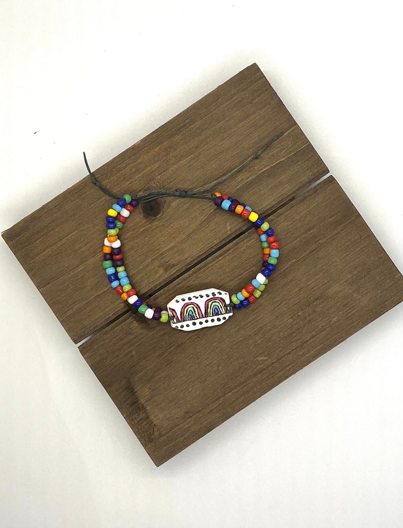 Boho Rainbow beaded adjustable length bracelet image 3