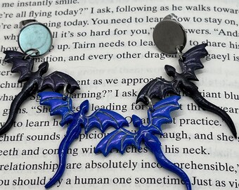 Flying Dragon duo earrings Tairn Sgaeyl Fourth Wing Iron Flame Onyx Storm Empyrean