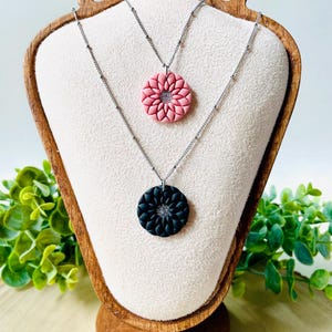 The BETH Polymer Clay Flower Pendant Necklace, Stainless Steel, Handmade Lightweight Necklace
