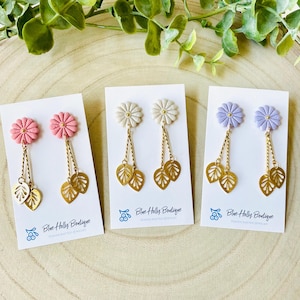 The ELLA Polymer Clay Earrings, Handmade Earrings, Lightweight Earrings, Dangle Earrings, Ditsy Daisy Earrings, Everyday Flower Earrings