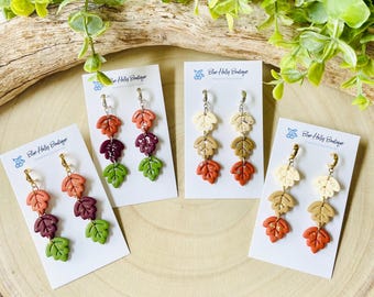 Herbst Blatt Polymer Clay Ohrringe, Gold oder Silber, handgemachter Herbst Schmuck
