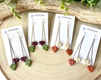 Herbst Blatt Polymer Clay Ohrringe, Gold oder Silber, handgemachter Herbst Schmuck