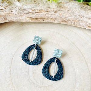 Pendientes de arcilla polimérica negros y verdes, hechos a mano, ligeros, colgantes, joyas para mujer, regalo para ella.
