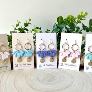 Lotus Polymer Clay Earrings, Flower Earrings, Handmade Earrings, Lightweight Earrings, Drop Earrings, Dangle Earrings, Lotus Earrings, Gift