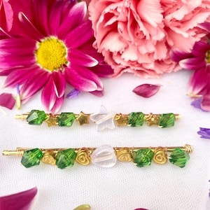 Dark Green Beaded Bobby Pins, Hair Pins, Hair Accessory, May, Jewelry, Birthday, Gift for Her, Bridal Hair Pin, Evergreen, Gift for Mom