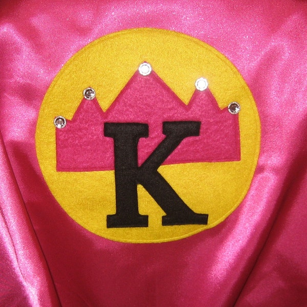 Custom Deluxe Satin Princess Cape Girls Birthday Christmas Super Hero Double Sided Pink Personalized with Initial