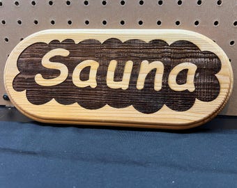 Sauna Holzschild Oval • Handgefertigtes Sauna Wanddekor • Rustikales Badehaus Schild