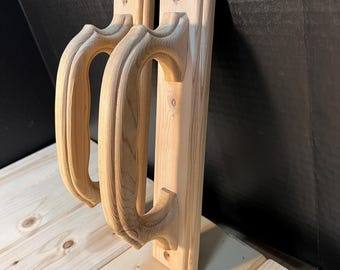 手作り木製サウナドアハンドルセット • 天然無塗装木材 • 屋内スチームルーム用プルハンドル