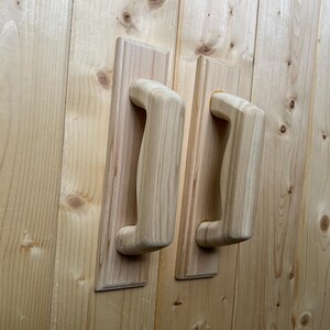 Handmade Cedar Sauna Door Handles - Ergonomic Wooden Pulls, Set of 2