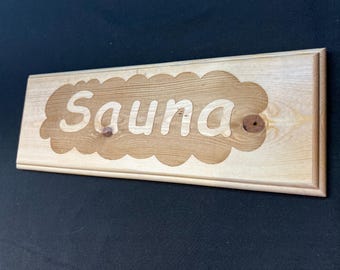 Plaque de sauna en bois gravée au laser • Décoration murale rustique