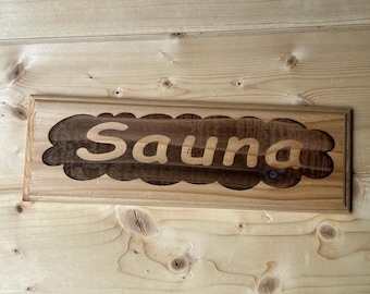 Letrero de sauna de cedro • Decoración rústica de madera grabada con láser