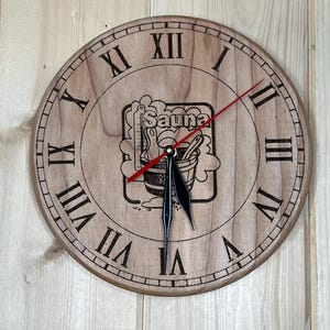 Handcrafted Sauna Wall Clock • Hemlock Wood • 220 mm (8.66")
