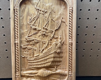 雄大な帆船の CNC 木彫り、航海用壁装飾用の Artcam STL モデル - Etsy