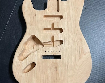 Stratocaster Style Guitar Body • 3-Piece Cherry • CNC Cut • Unfinished • Fits Fender® Parts • 4.4 lbs