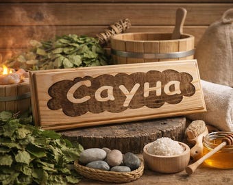 Cedar Sauna Sign • Wooden Sauna Wall Sign • Laser Engraved Cedar Wood • Rustic Sauna Decor • Handmade Sauna Gift