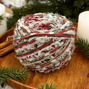 Handspun Art Yarn, Christmas Carol, Soft Fiber for Knitting, Crochet, Cozy DIY, Unique Handcrafted Fiber, Gift for Maker, Weaving