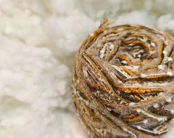 100g+ Handspun Art Yarn, Forest Yarn, Brown & Wood Colors with White Speckles, Blended Yarn for Creative DIY, Knitting Yarn, Weaving Yarn