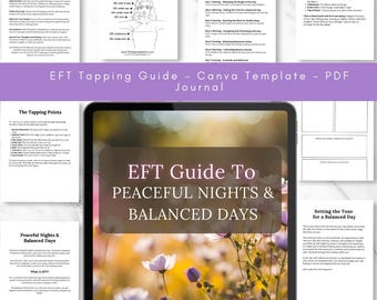 EFT Tapping Guide: Emotional Freedom Techniques, Daily Journal (Canva Template & Printable PDF)