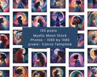 Mystical Moon Goddess Stock Photos: 100 Spiritual Images (Canva Template)