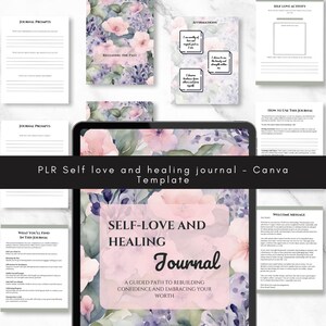 Self Love Journal - Editable PLR Canva Template - Printable Self Love Healing Workbook - Commercial Use - Resell Rights - Affirmations