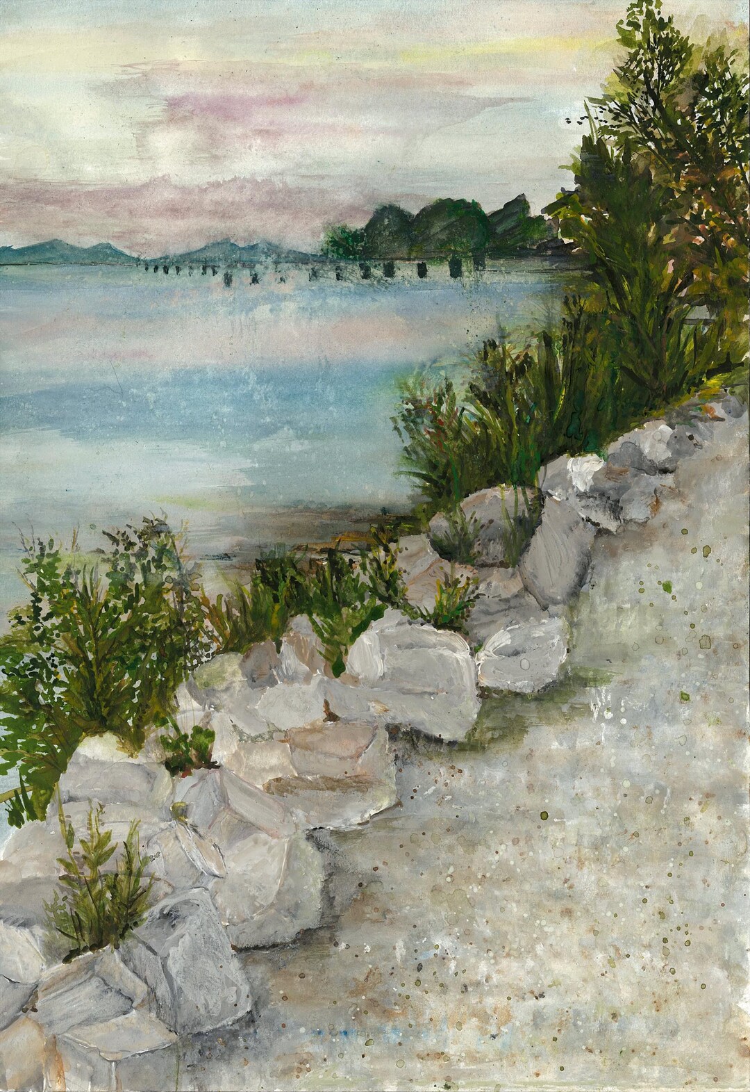 Watercolour Riverside Riverside Watercolour Art | Vancouver Canada - Etsy