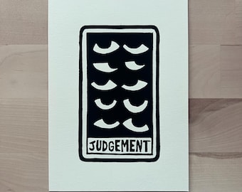 5"x7" Handmade Tarot Card Linocut Print — Judgement