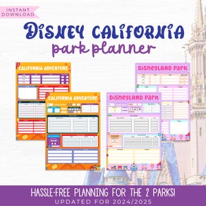 Disneyland Resort California Vacation Planning Templates | 2 Park Printable Itinerary
