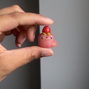Jelly Cat Keychain - Strawberry, Grape, Orange, Blueberry | Handmade | Polymer Clay | READY TO SHIP Strawberry (Pink)