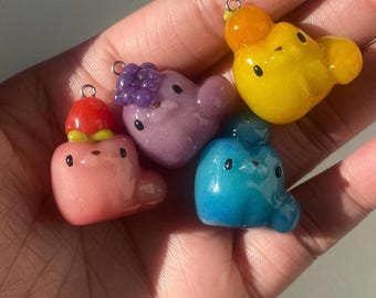 Jelly Cat Keychain - Strawberry, Grape, Orange, Blueberry | Handmade | Polymer Clay | READY TO SHIP