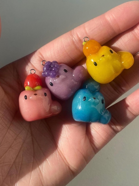 Jelly Cat Keychain - Strawberry, Grape, Orange, Blueberry | Handmade | Polymer Clay | READY TO SHIP