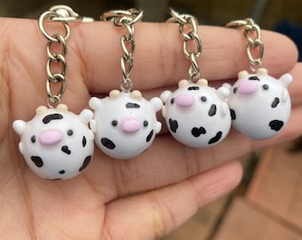 Cute Tiny Cow Keychain | Handmade | Polymer Clay | MADE TO ORDER