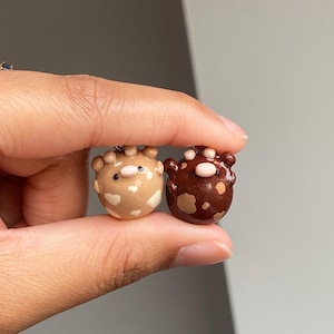 Tiny Dark Brown and Light Brown Cow (Best Friend) Keychain | Handmade | Polymer Clay | MADE TO ORDER