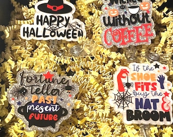 Halloween Retractable Name Badge Holder, Spooky Acrylic Name Badge Holder, Halloween Nurse Badge, Halloween ID Badge, Spooky Nurse ID Reel