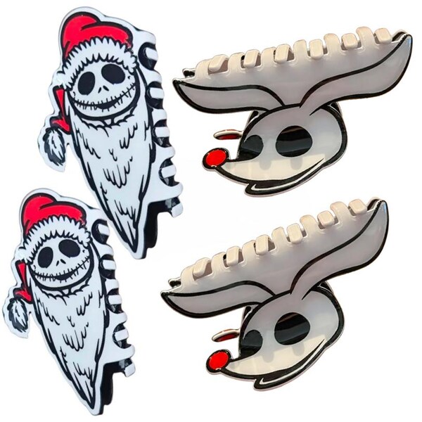 Weihnachten Jack Skellington Haarkralle Clip, Zero Haarkralle Clip, Disney inspiriert Urlaub Zubehör | Jack Skellington Weihnachtskrallen Haarspange