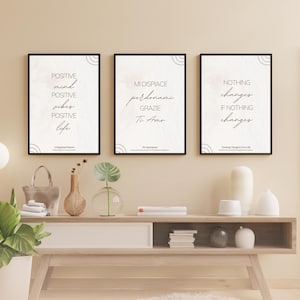 3 Positive Quotes, Positive Life | Ho'oponopono | Nothing Changes If Nothing Changes | Positive Home Art | 40 x 30 cm and 30 x 20 cm.