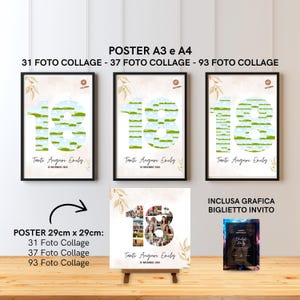 18e verjaardagsafdruk: digitale collages voor foto's en deelnamekaarten. Vierkante weggeefactie voor sociale post.