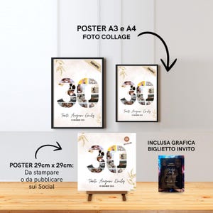 Stampa 30 Compleanno: Collage Digitali per Foto e Biglietti di Partecipazione. Omaggio post social quadrato. Regalo 30 anni