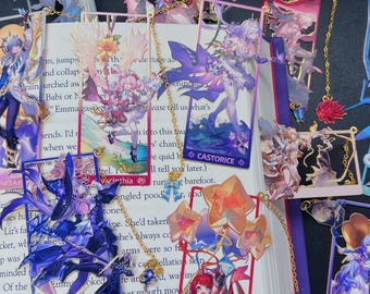 HSR Metal Bookmarks, Honkai star rail bookmarks, HSR gold metal bookmarks of kafka, lunae, firefly, aventurine, blade, boothill, acheron