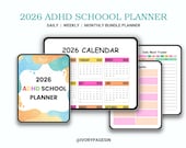 ADHD Student Planner Printable PDF, ADHD School Planner, Homework Tracker, Focus Planner, Study Organizer, adhd Weekly Planner