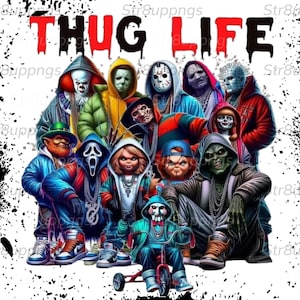 Thug Life Animated Characters Clipart - Colorful Streetwear Design for Instant Download Sublimation Projects