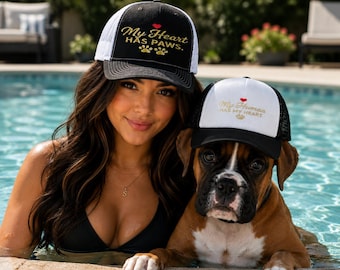 My Human Has My Heart Dog Foam Trucker Hat | Paw Print, Heart