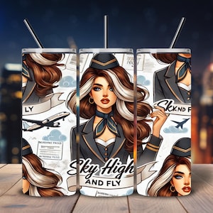 Flugbegleiter ~ Glamouröse Flugbegleiterin Clipart - Sky High UND FLIEGEN - Lebendiges Luftfahrt Thema für Mode- und Reiseprodukte