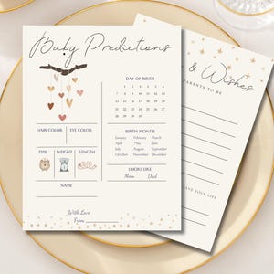 Étoile amour coeur baby shower prédictions conseils jeux de cartes activité idée nom conseil souhaits modèle message téléchargement numérique virtuel