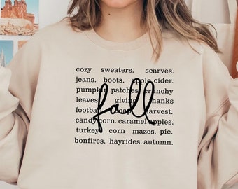 Fall Words Graphic Sweatshirt, Autumn Shirt for Women