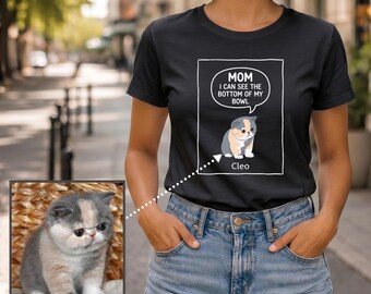 Custom Cat Photo Shirt, Personalized Pet Portrait Tee, Cat Mom, Memorial Gift
