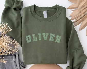 Olive Sweatshirt, Collegiate Style, Canning Season Crewneck